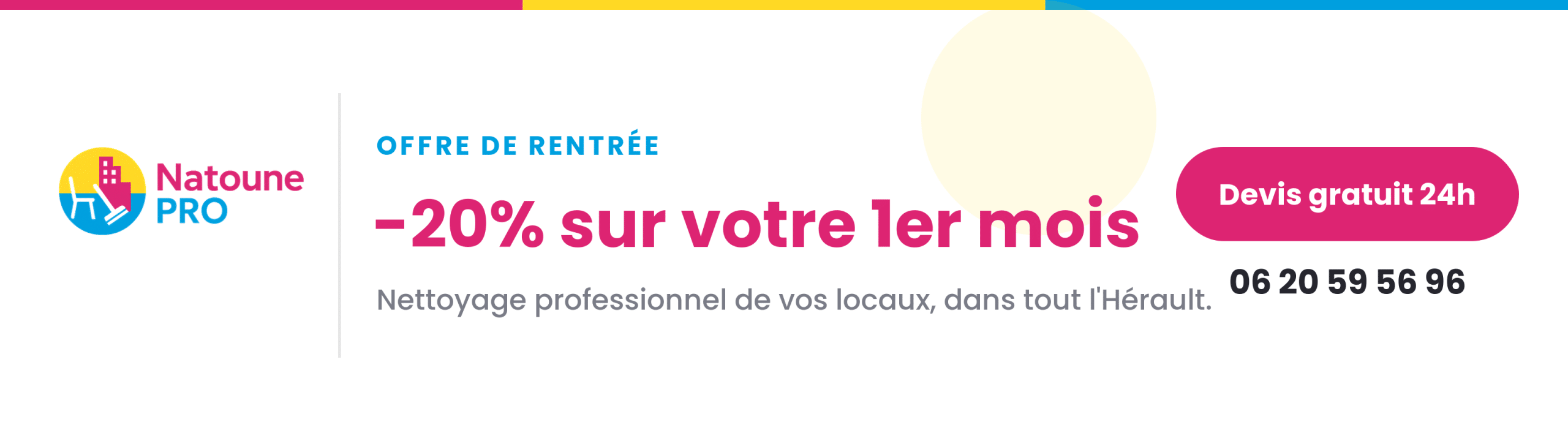 Offre de rentrée Natoune Pro : -20% sur le premier mois de nettoyage de locaux dans l'Hérault